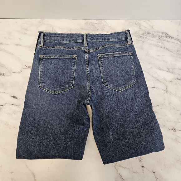 FRAME Le Crop Mini Boot Cut Flare Straight Leg Mid Rise Blue Jeans 28 Preowned - Picture 6 of 10